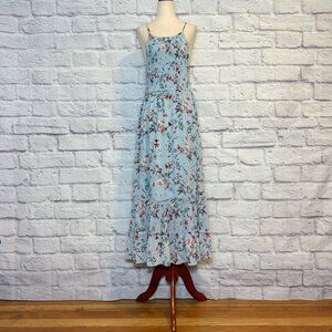 She + Sky Light Blue Floral Tiered Maxi Dress